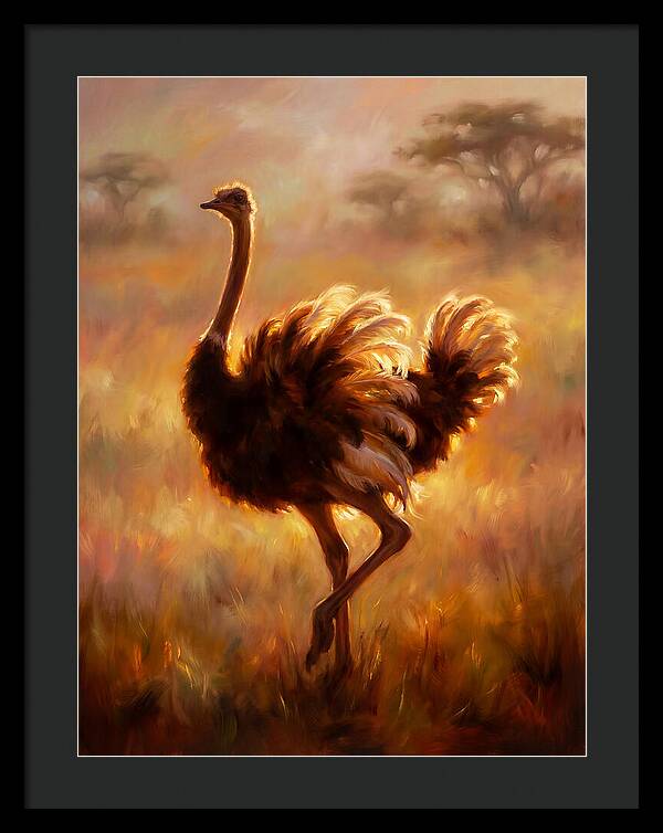 Ostrich In Sunset