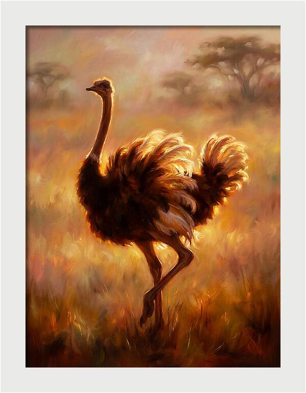Ostrich In Sunset