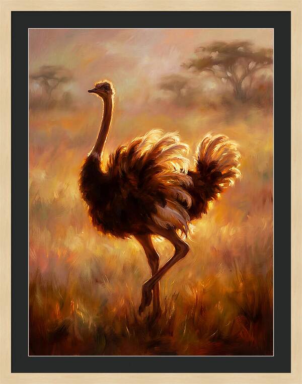 Ostrich In Sunset