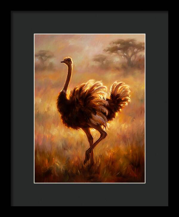 Ostrich In Sunset