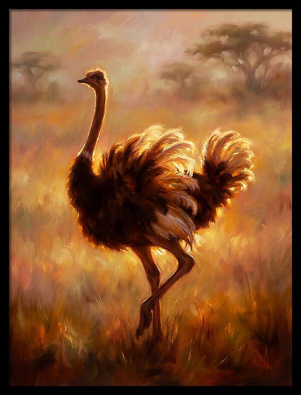 Ostrich In Sunset