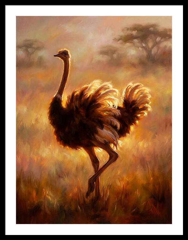 Ostrich In Sunset