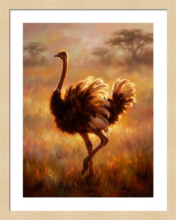 Ostrich In Sunset