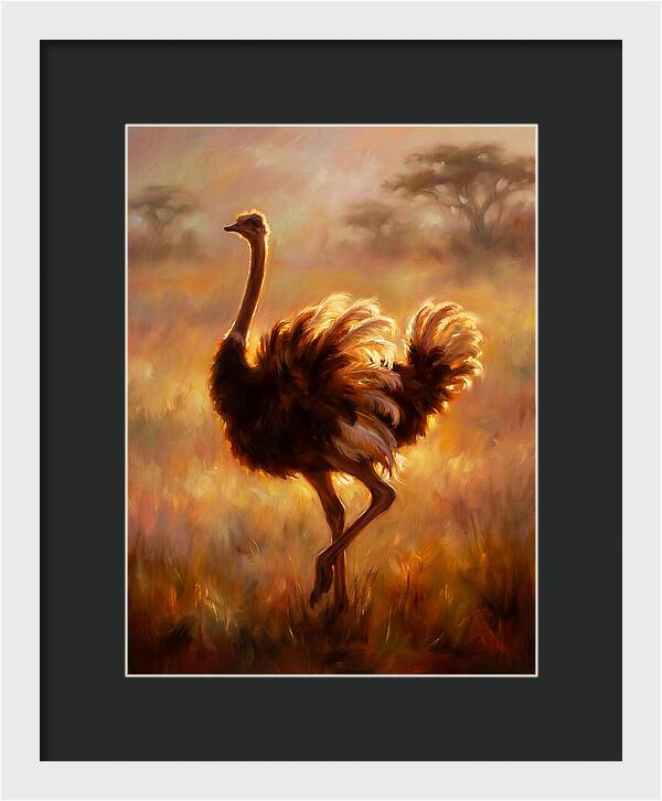 Ostrich In Sunset
