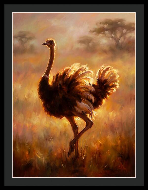 Ostrich In Sunset