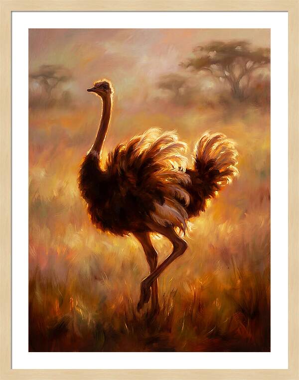 Ostrich In Sunset