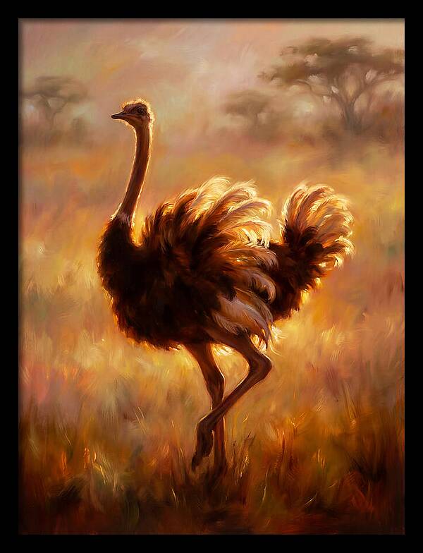 Ostrich In Sunset
