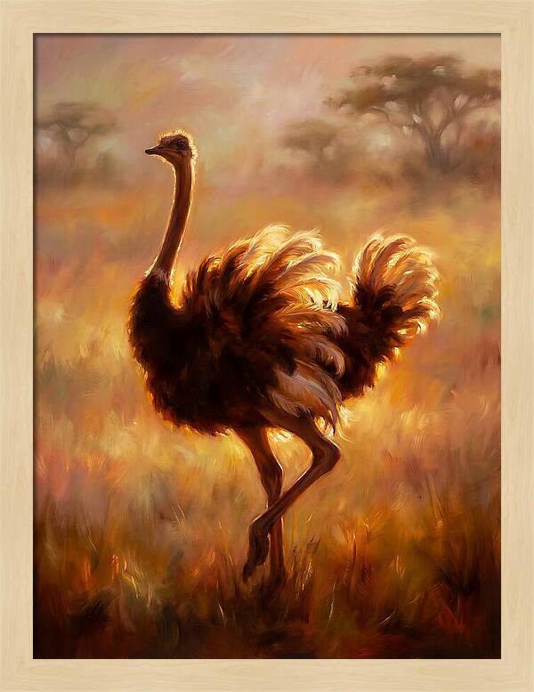 Ostrich In Sunset