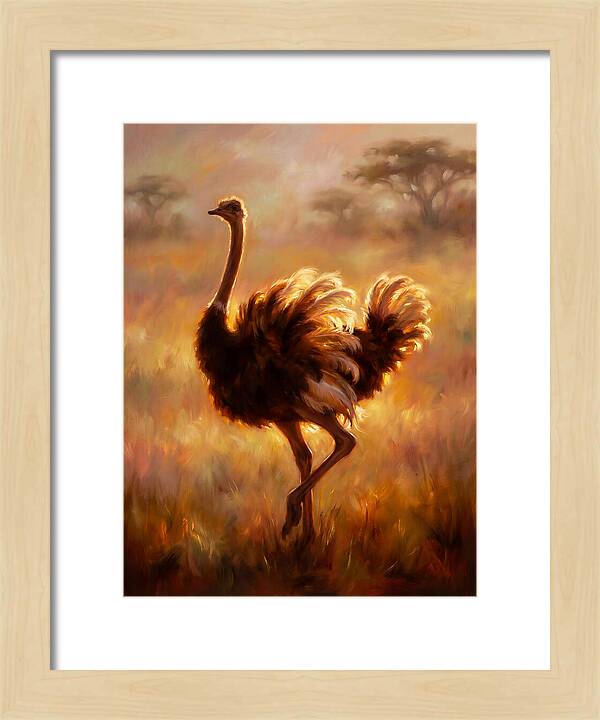 Ostrich In Sunset
