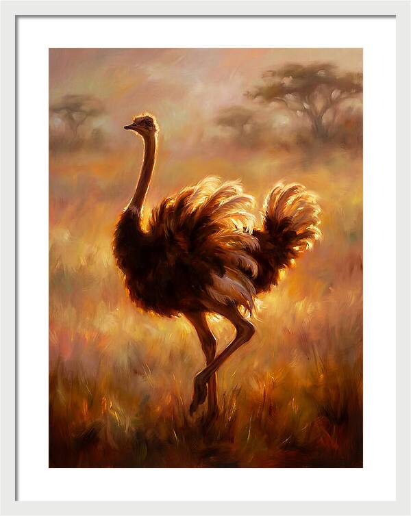 Ostrich In Sunset