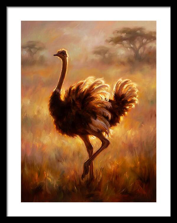 Ostrich In Sunset