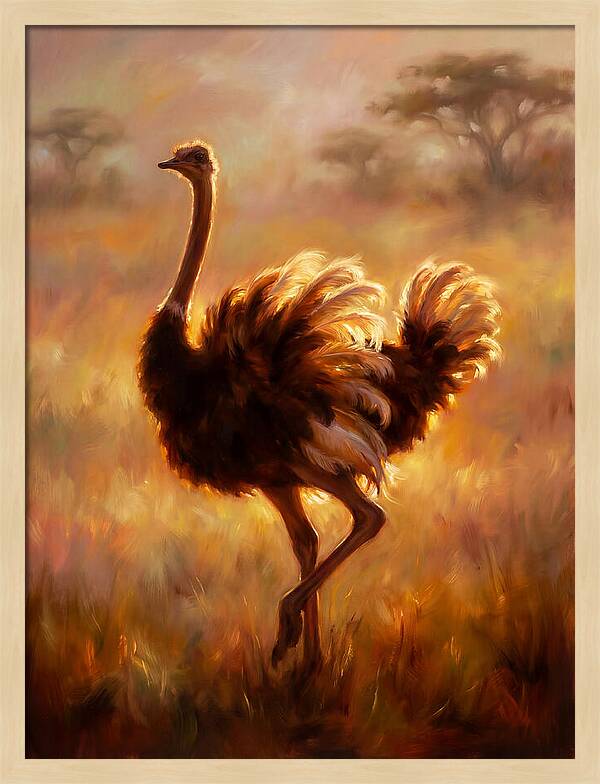Ostrich In Sunset
