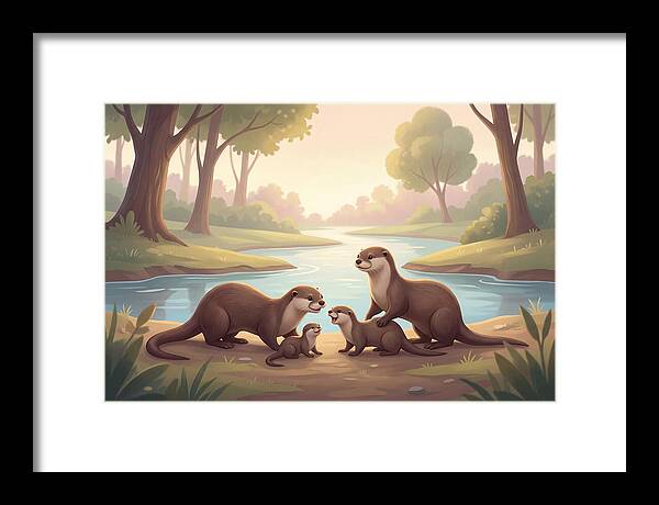 Otter Family Playing Together