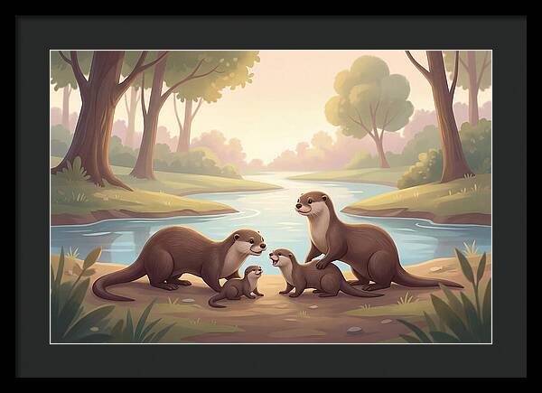 Otter Family Playing Together
