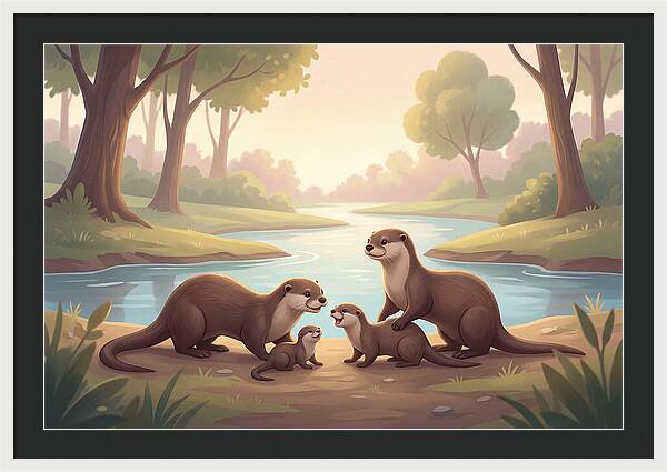 Otter Family Playing Together