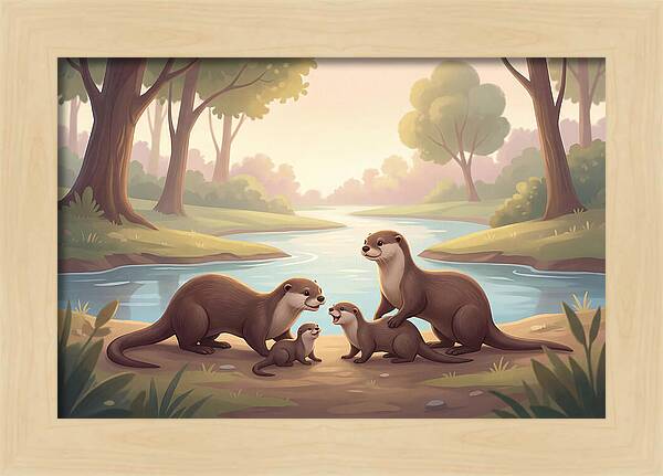 Otter Family Playing Together