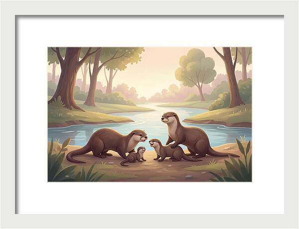 Otter Family Playing Together