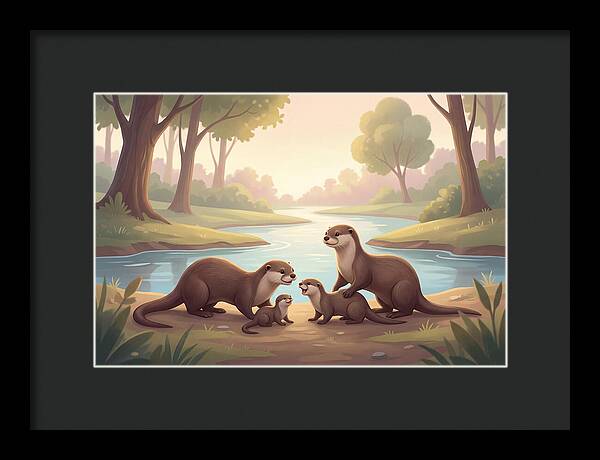 Otter Family Playing Together
