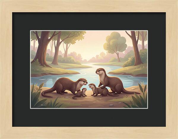 Otter Family Playing Together