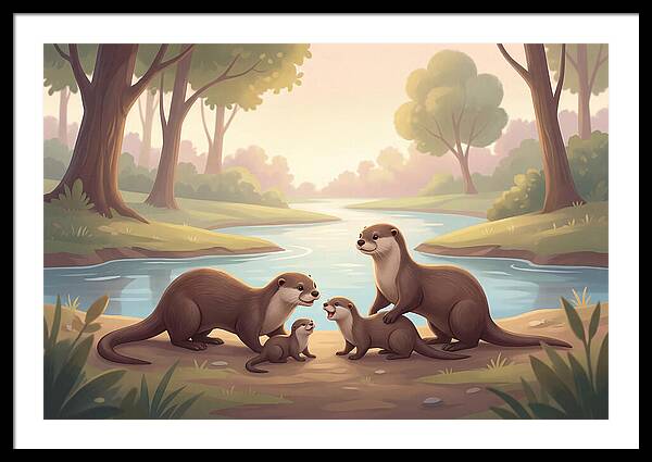 Otter Family Playing Together