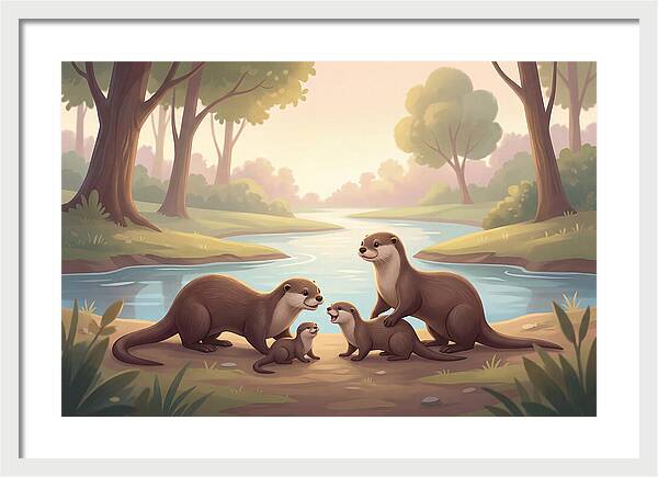 Otter Family Playing Together