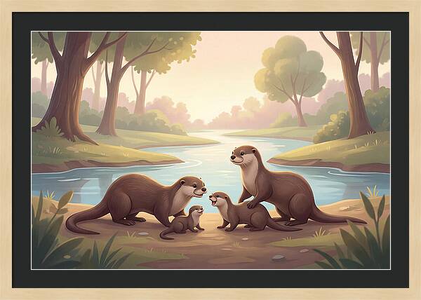 Otter Family Playing Together