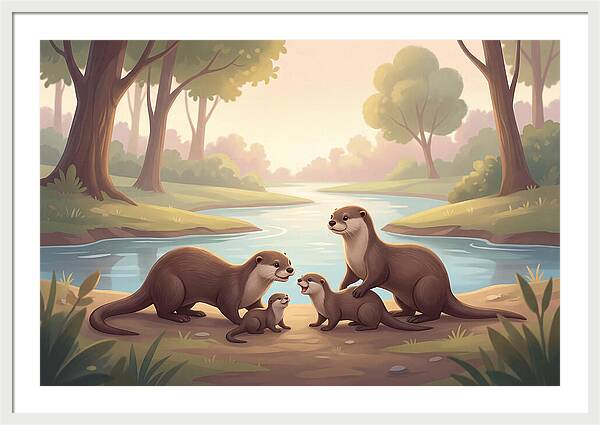 Otter Family Playing Together