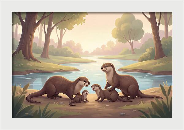 Otter Family Playing Together