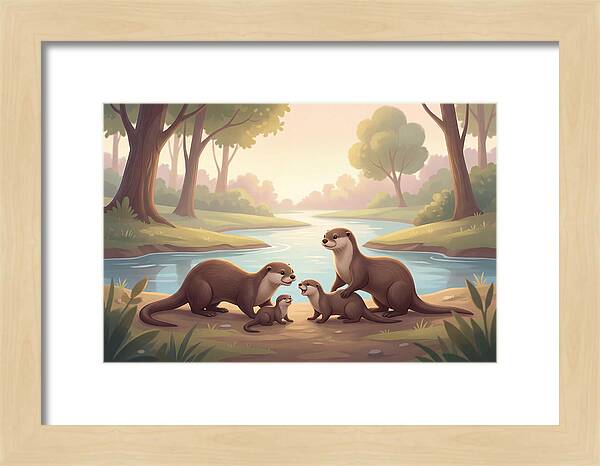 Otter Family Playing Together