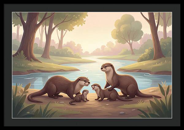 Otter Family Playing Together