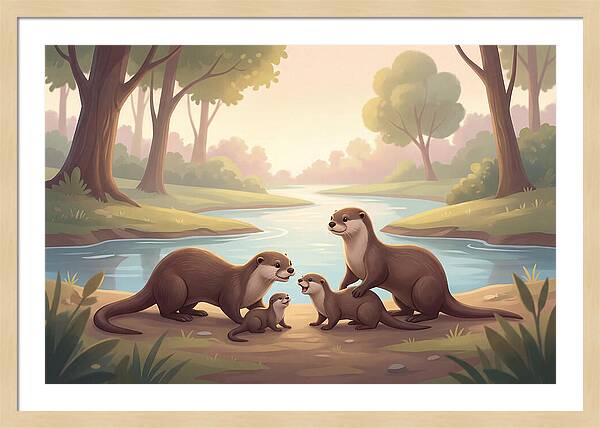 Otter Family Playing Together