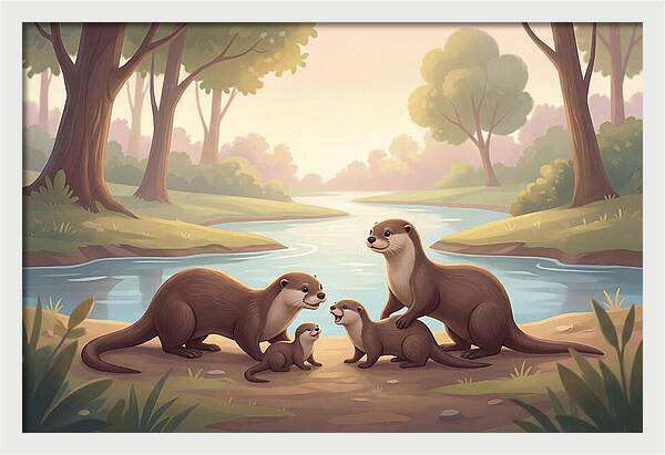 Otter Family Playing Together