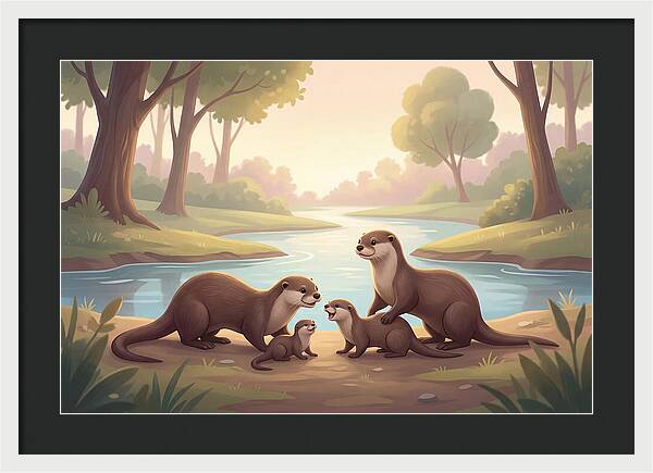 Otter Family Playing Together