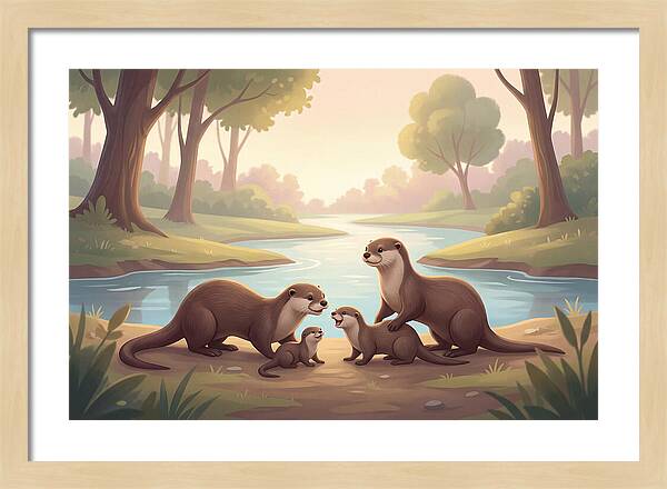 Otter Family Playing Together