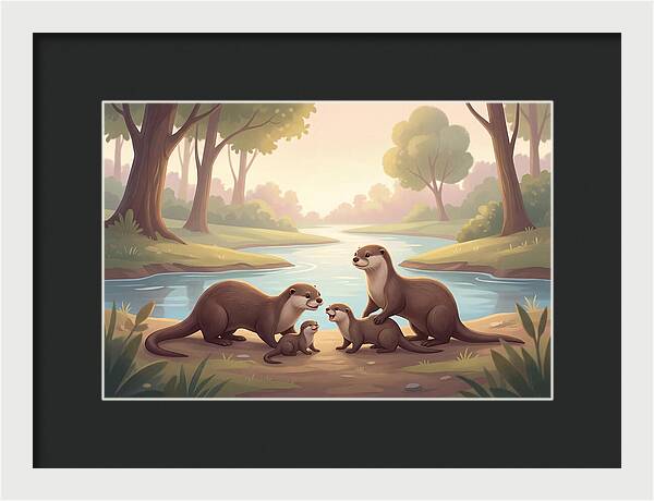 Otter Family Playing Together