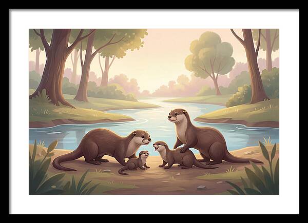 Otter Family Playing Together
