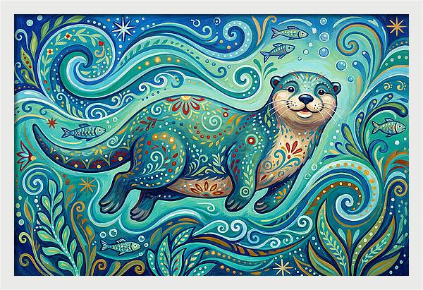 Otter Folk Swimming Joyfully