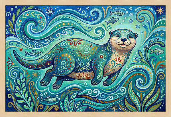 Otter Folk Swimming Joyfully