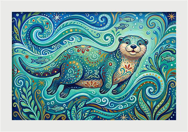 Otter Folk Swimming Joyfully