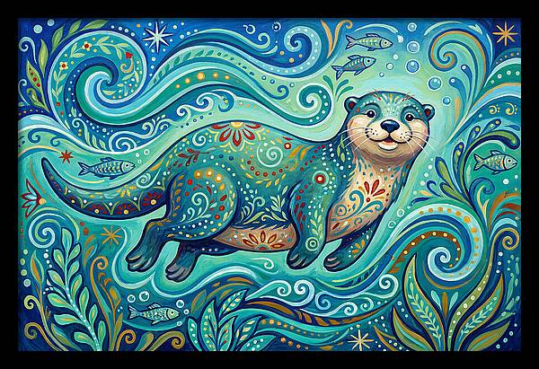 Otter Folk Swimming Joyfully