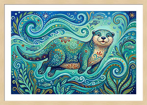 Otter Folk Swimming Joyfully