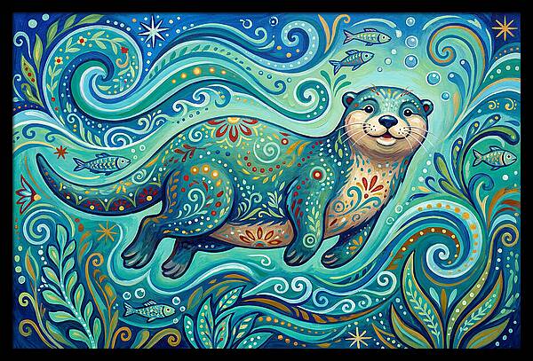 Otter Folk Swimming Joyfully