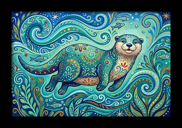 Otter Folk Swimming Joyfully