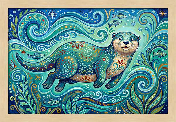 Otter Folk Swimming Joyfully