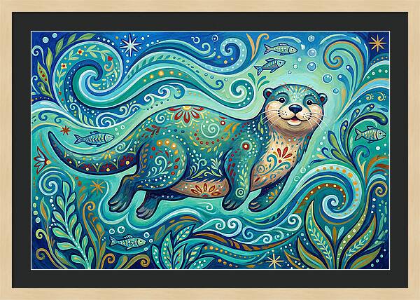 Otter Folk Swimming Joyfully