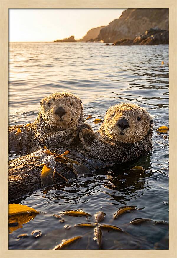 Otters Embracing In Serenity
