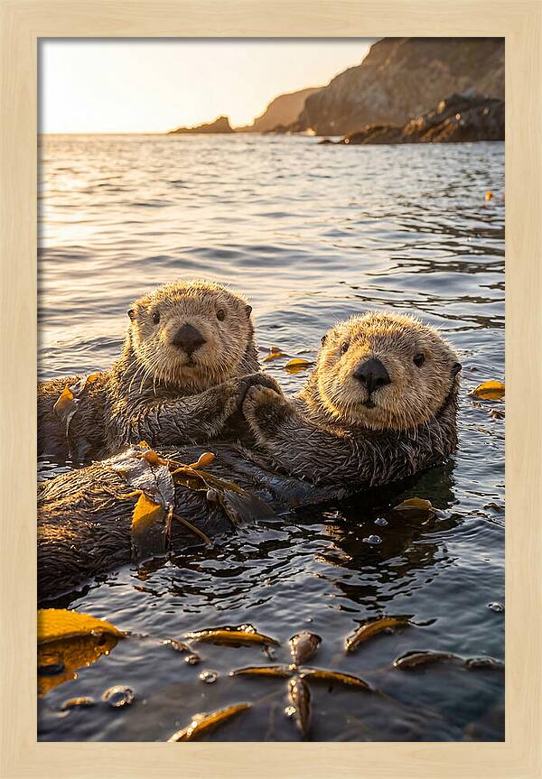 Otters Embracing In Serenity