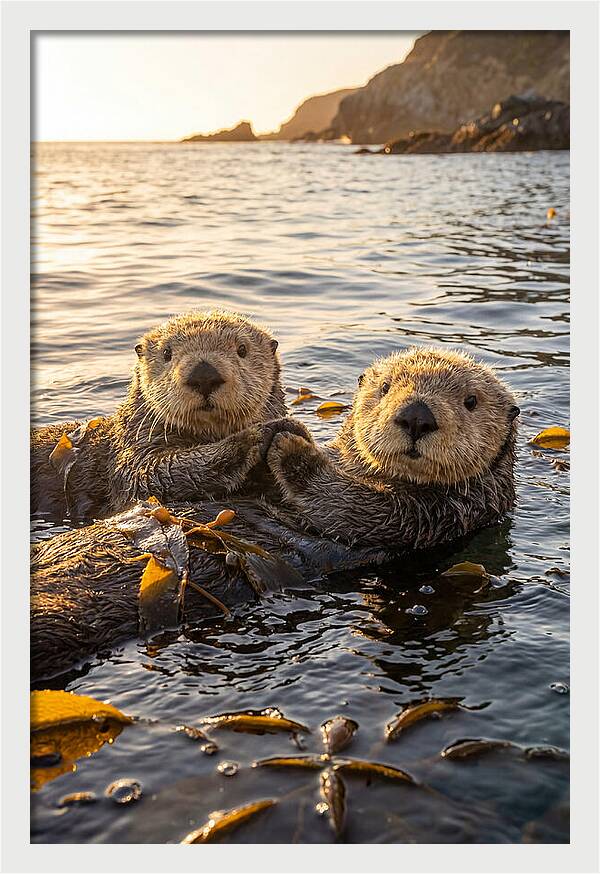 Otters Embracing In Serenity