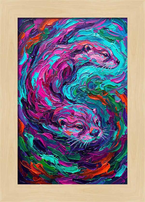 Otters In Vibrant Swirl