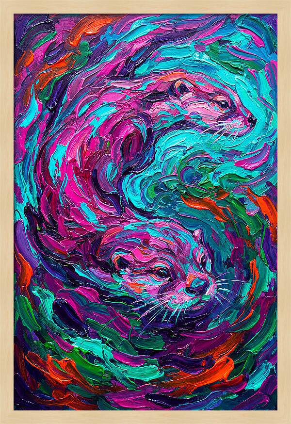 Otters In Vibrant Swirl